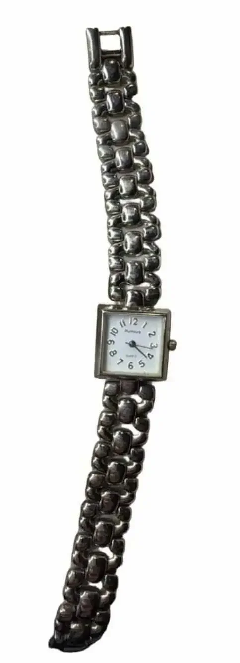 Vintage Y2K Silver Tone Bracelet Watch Women’s Fashion Jewelry Not Working